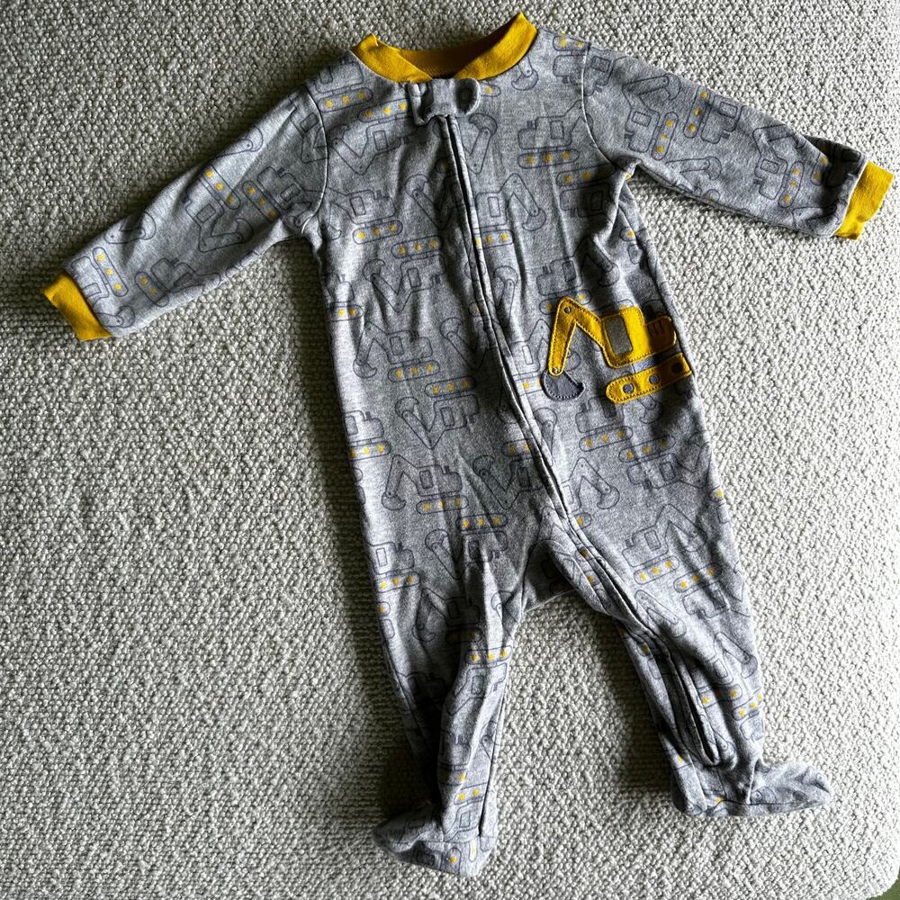 Carter's Boys 9 Months Excavator Grey Footed PJ Pajama
